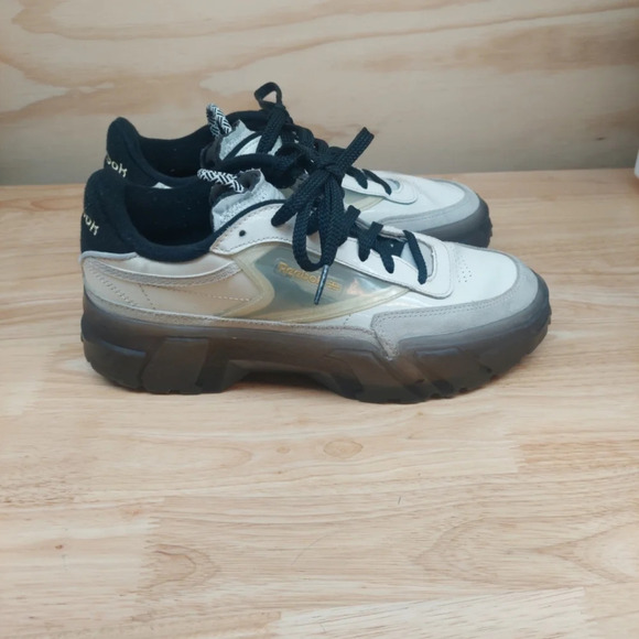 Reebok X Cardi B Club C sneakers shoes in Chalk & black size 9 Eur 40 - Picture 3 of 7